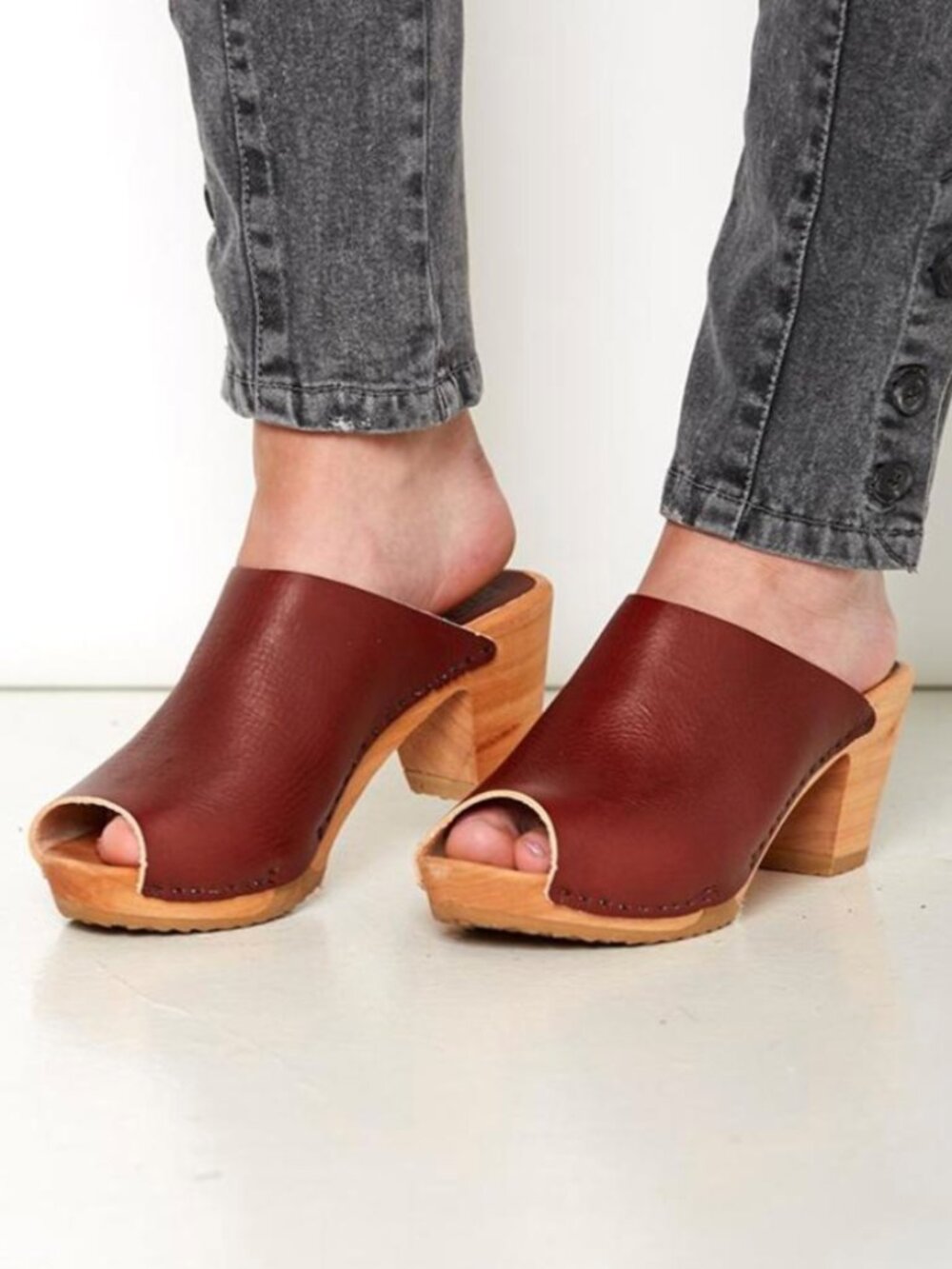 French Bosabo Red Leather Clog Mules | Size 41 - Picture 2 of 8